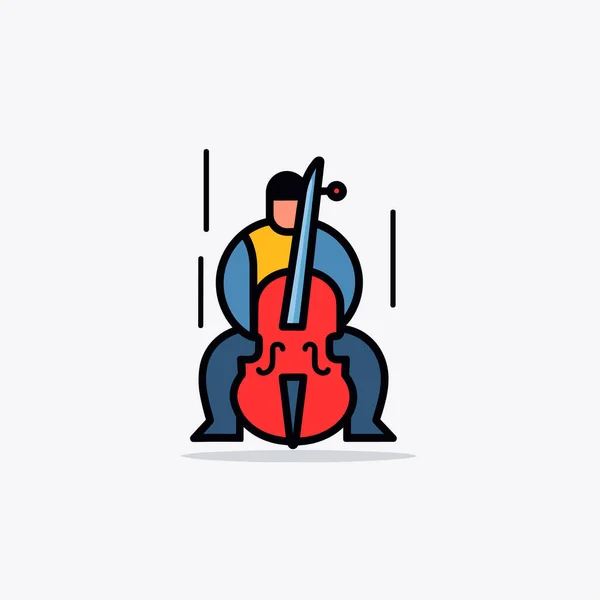 Uomo Seduto Una Sedia Con Violino Mano — Vettoriale Stock