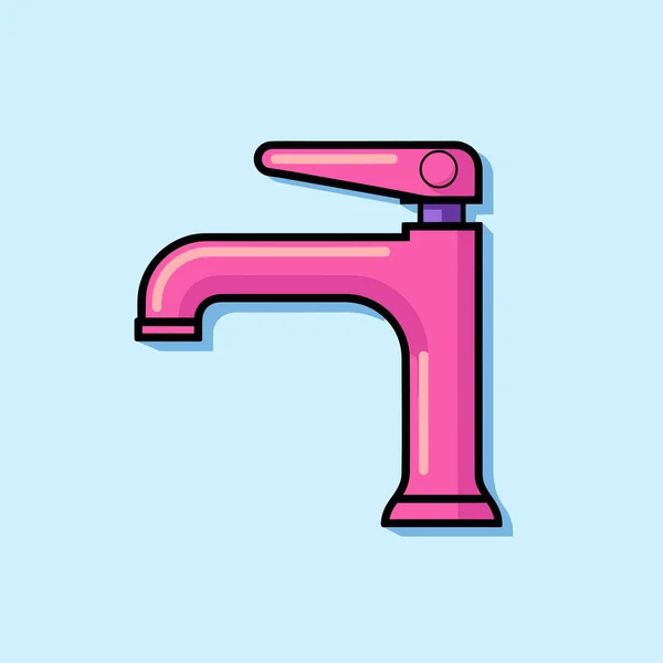 青い背景のピンクの蛇口 — ストックベクタ