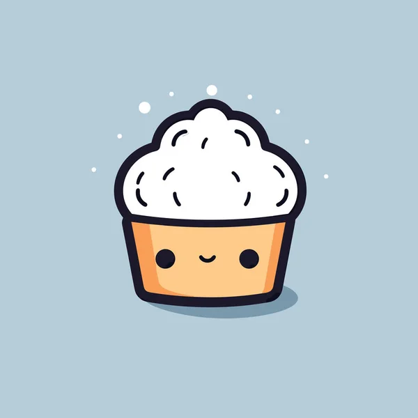 Cupcake Avec Glaçage Blanc Sur Dessus — Image vectorielle