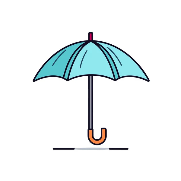 Ein Blauer Regenschirm Mit Orangefarbenem Griff Auf Weißem Hintergrund — Stockvektor