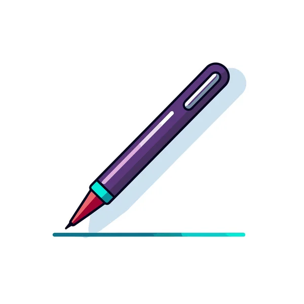 白い背景に緑色の先端を持つ紫色のペン — ストックベクタ