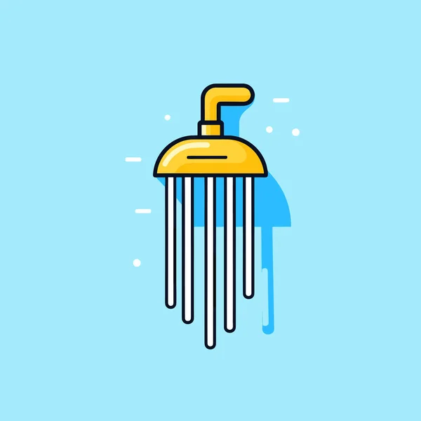 Sárga Zuhanyfej Kék Háttérrel — Stock Vector