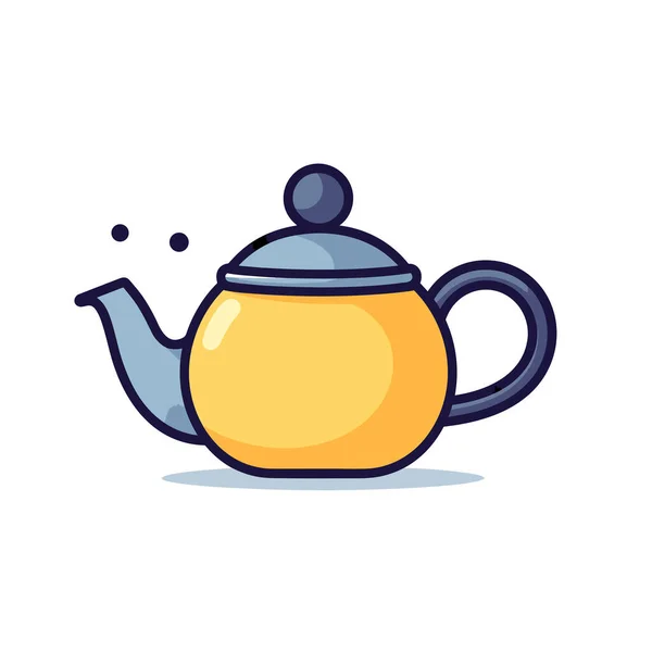 一个蓝色盖子的黄色茶壶 — 图库矢量图片