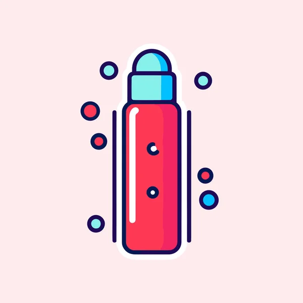 粉色背景上有气泡的红色瓶子 — 图库矢量图片