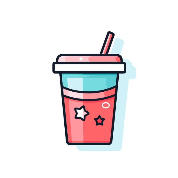 Cup Straw Stars — Stock Vector