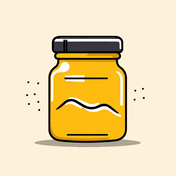 Ein Glas Honig Auf Gelbem Hintergrund — Stockvektor