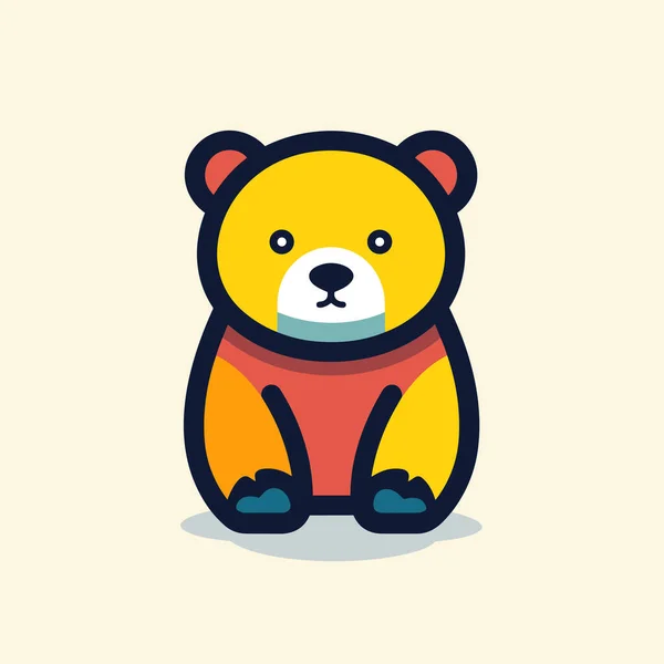 Urso Dos Desenhos Animados Sentado Chão —  Vetores de Stock