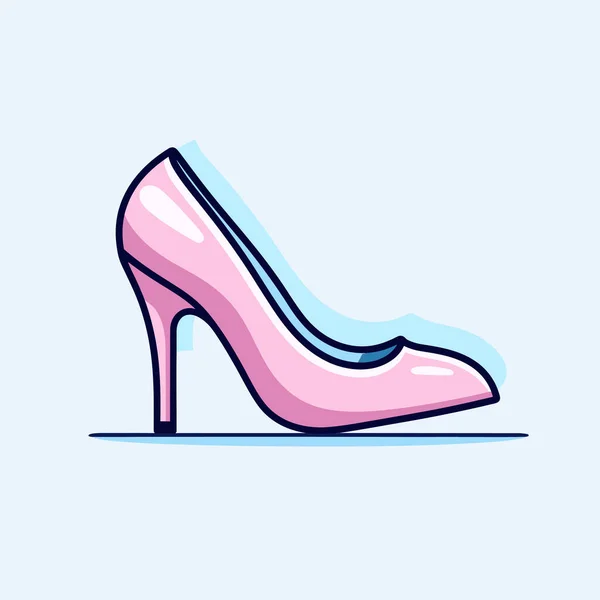 Ein Pinkfarbener Schuh Mit Hohen Absätzen Auf Blauem Hintergrund — Stockvektor