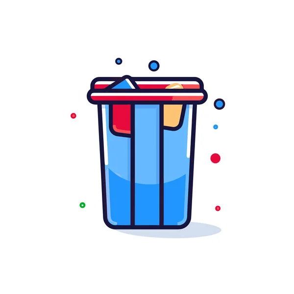 Ein Blauer Mülleimer Mit Rotem Deckel — Stockvektor