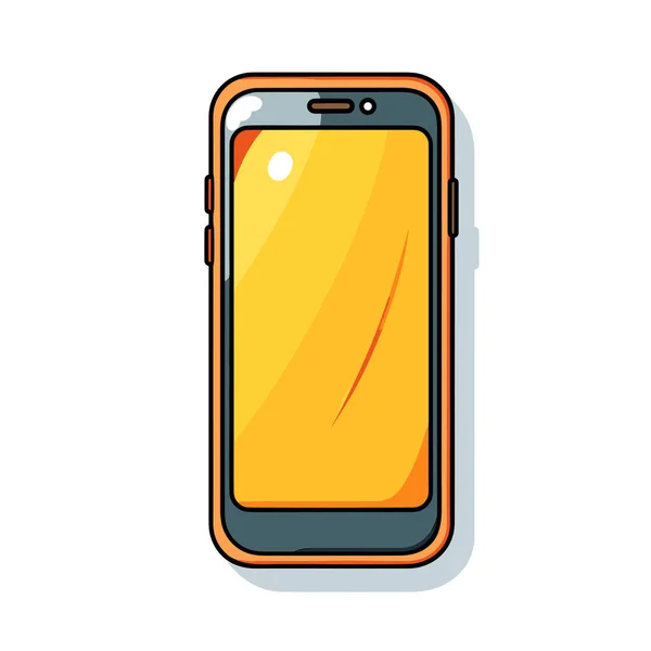 Téléphone Portable Avec Écran Jaune Sur Fond Blanc — Image vectorielle