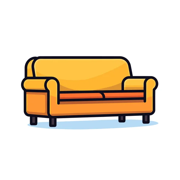 Orange Couch Sitting Top White Floor — Stock Vector