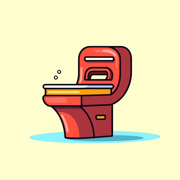 Червоний Туалет Сидить Жовтій Підлозі — стоковий вектор