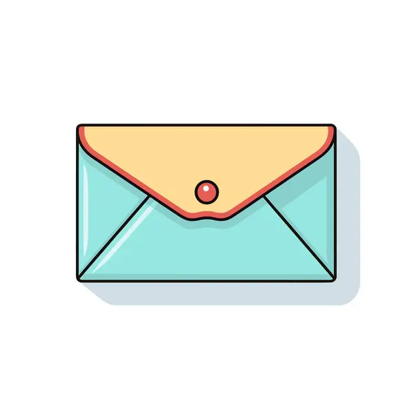 Une Enveloppe Bleue Avec Bouton Rouge Dessus — Image vectorielle