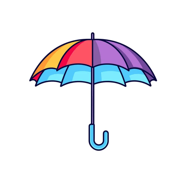 Ein Bunter Regenschirm Öffnet Sich Auf Weißem Hintergrund — Stockvektor