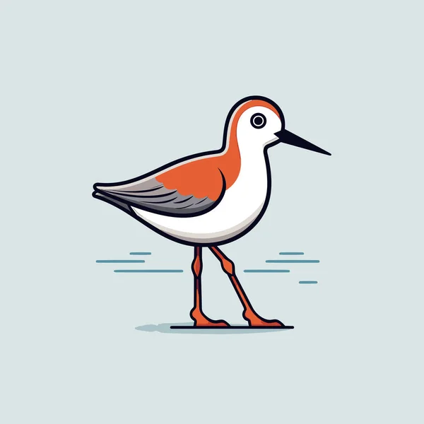 Oiseau Blanc Orange Debout Sur Fond Bleu — Image vectorielle