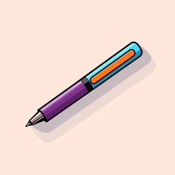 Ein Blauer Und Orangefarbener Stift Auf Einer Weißen Oberfläche — Stockvektor