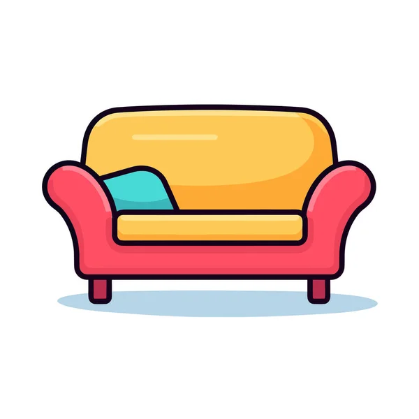 Sebuah Sofa Dengan Bantal Atasnya - Stok Vektor