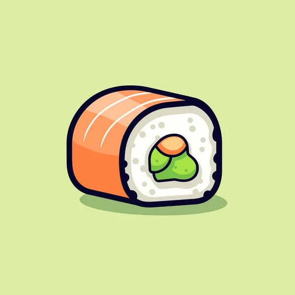 Sebuah Ikon Sushi Pada Latar Belakang Hijau - Stok Vektor