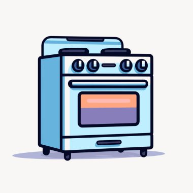 Üstünde iki ocak olan mavi bir soba.