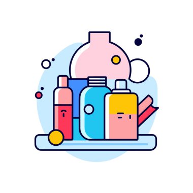 Bir şişe sıvı ve tabakta bir tüp diş macunu.