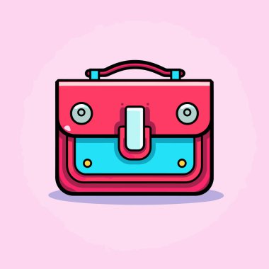 Pembe arka planda pembe ve mavi bir çanta.