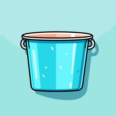 Mavi bir kovada, mavi bir zeminin üstünde.
