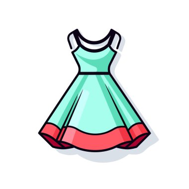 Beyaz arka planda kırmızı süslemeli yeşil bir elbise.