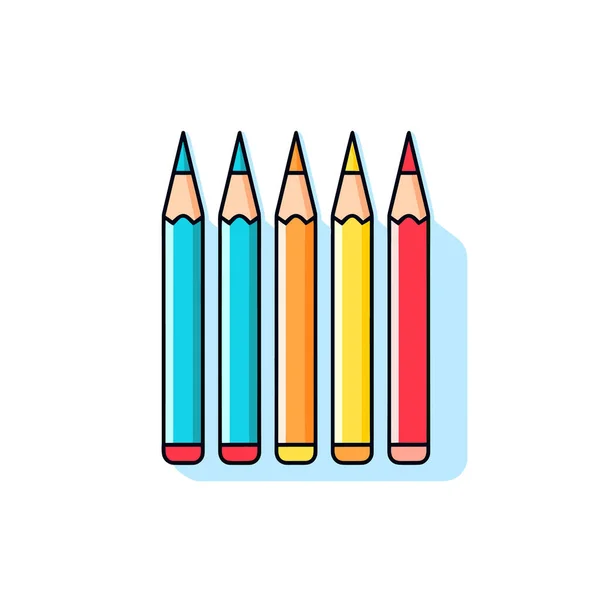 Row Colored Pencils Sitting Next Each Other — Stock Vector