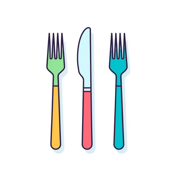 Une Fourchette Couteau Une Cuillère Sur Fond Blanc — Image vectorielle