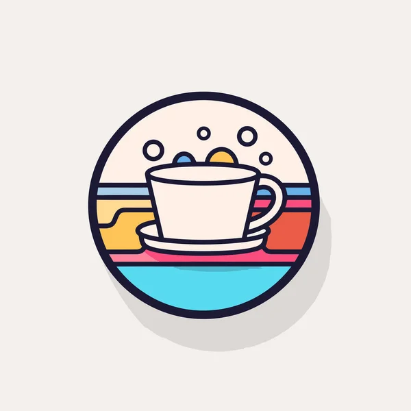 Une Tasse Café Sur Une Assiette — Image vectorielle