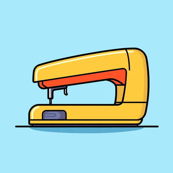 Een Gele Nietmachine Die Bovenop Een Blauw Oppervlak Zit — Stockvector