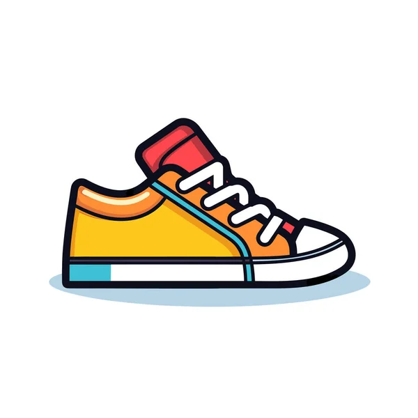 Ein Orange Gelber Schuh Mit Rotem Schnürsenkel — Stockvektor