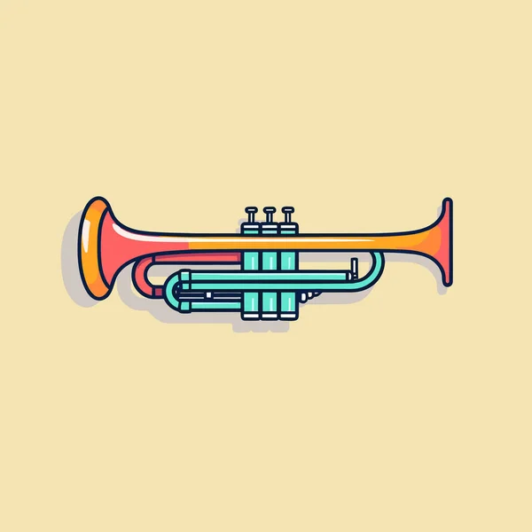 Illustration Trumpet Yellow Background — Stock Vector