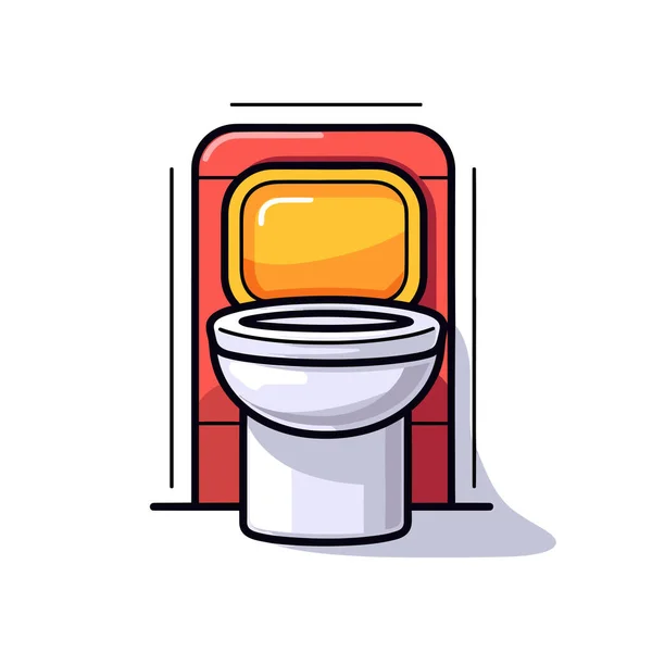 White Toilet Sitting Next Red Yellow Wall — Stock Vector