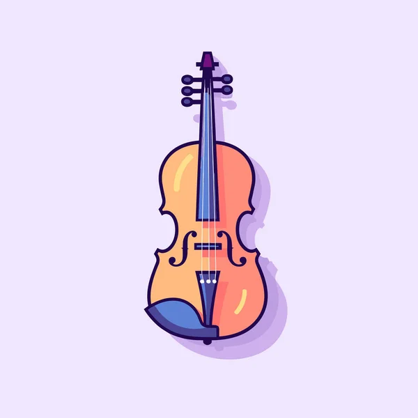 Violino Que Está Sentado Fundo Roxo — Vetor de Stock