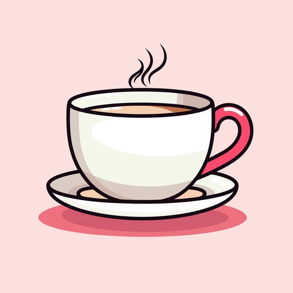 茶托上的一杯咖啡 — 图库矢量图片