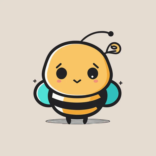 その顔に大きな笑顔でかわいい小さな蜂 — ストックベクタ