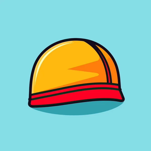 青い背景に黄色と赤の帽子 — ストックベクタ