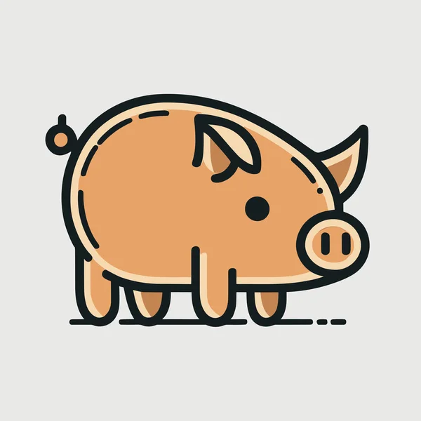 Ein Schwein Mit Schwarzer Nase Und Brauner Nase — Stockvektor