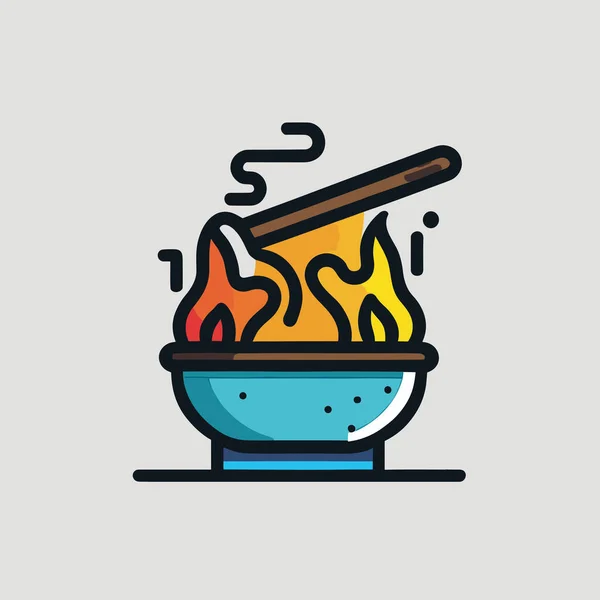 Чаша Едой Пламенем — стоковый вектор