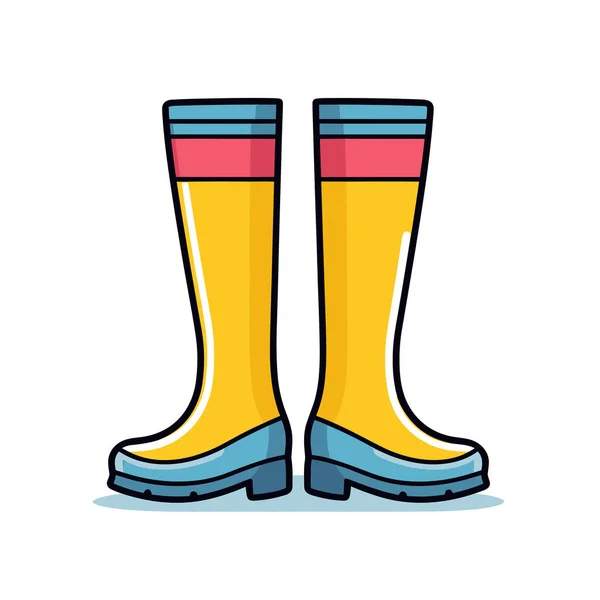 Pair Yellow Rain Boots — Stock Vector