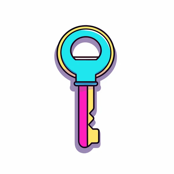 Ein Farbenfroher Schlüssel Mit Rosa Und Blauem Griff — Stockvektor