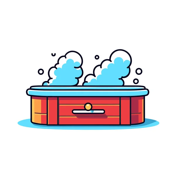 Eine Badewanne Aus Der Dampf Austritt — Stockvektor