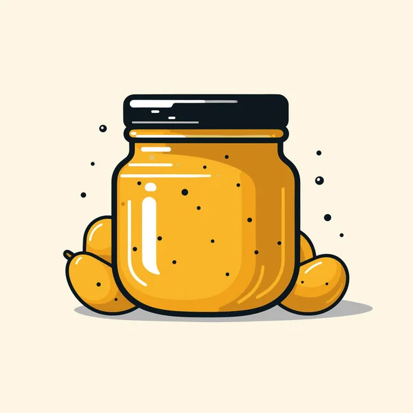 Ein Glas Honig Auf Dem Boden — Stockvektor