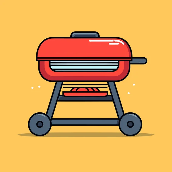 Barbecue Rosso Sfondo Giallo — Vettoriale Stock