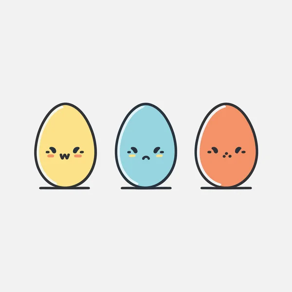 Tres Huevos Con Caras Dibujadas Ellos — Vector de stock