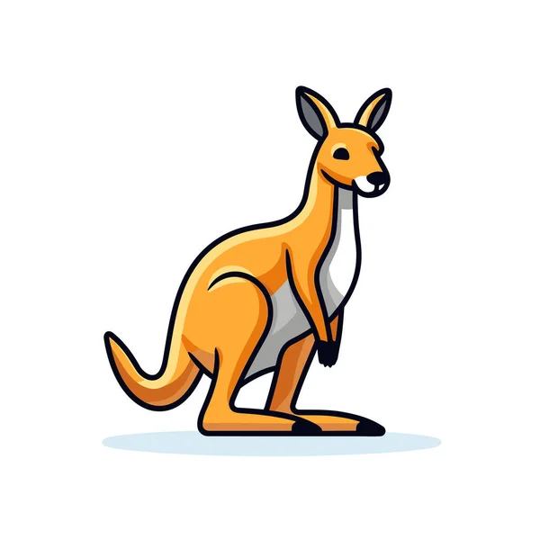 Ein Zeichentrickkänguru Sitzt Auf Dem Boden — Stockvektor