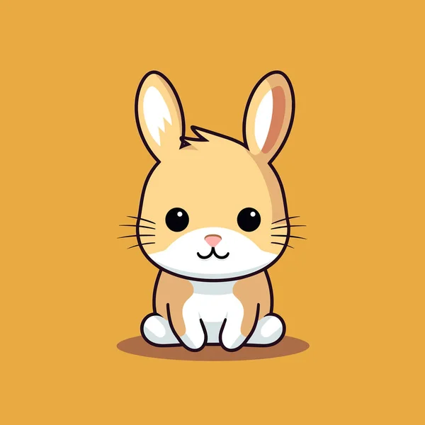 Cartoon Rabbit Sitting Yellow Background — Stock Vector