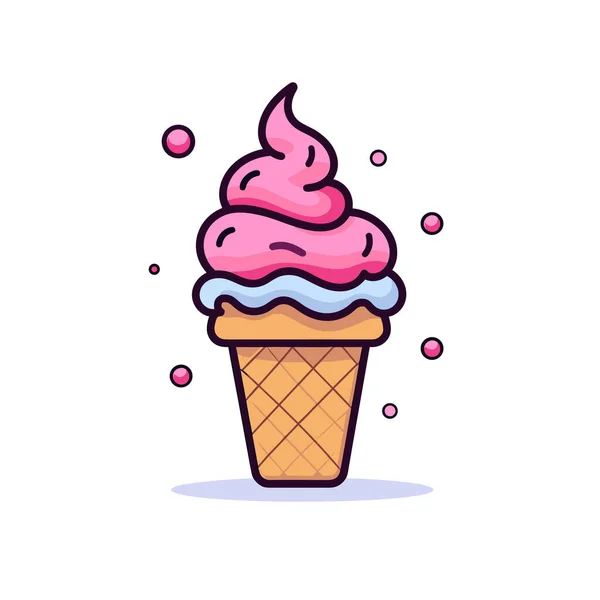 Ice Cream Cone Pink Icing Sprinkles — Stock Vector