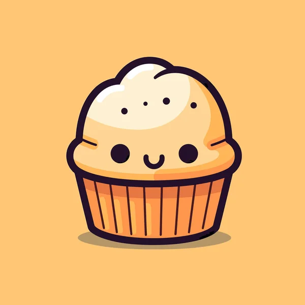 Muffins Med Ett Leende Ansikte — Stock vektor